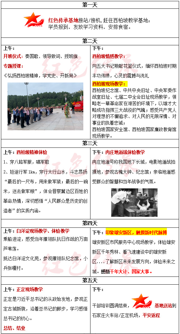 弘揚、學(xué)習(xí)西柏坡精神5天方案