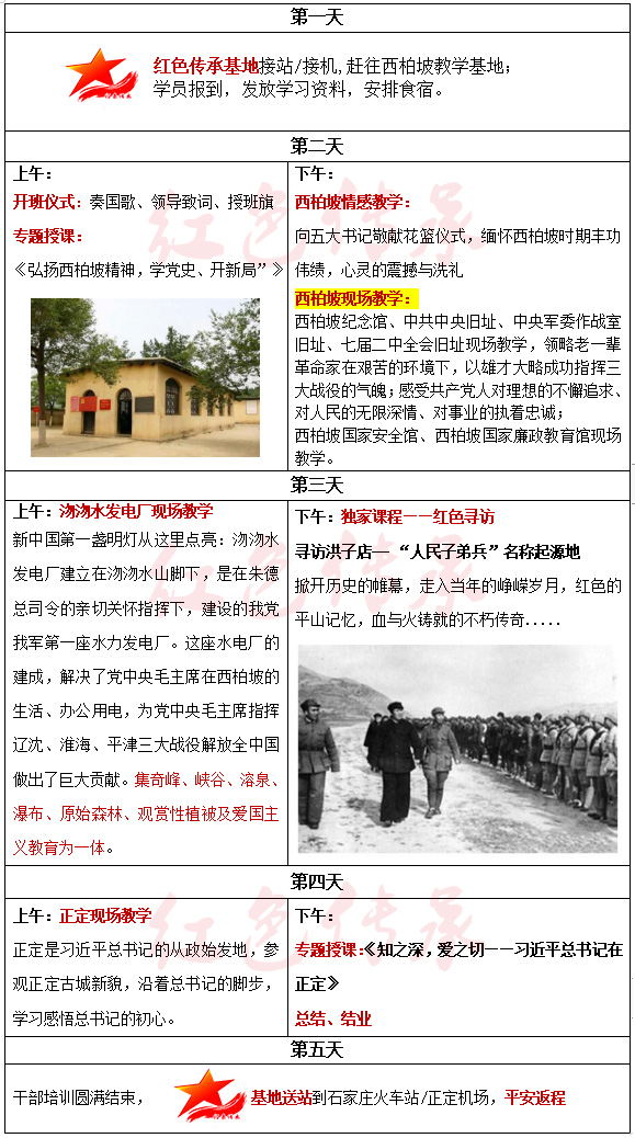 學(xué)習(xí)、弘揚(yáng)西柏坡精神5天方案